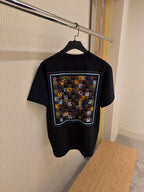 Tricou din bumbac negru cu imprimeu Signature Motif