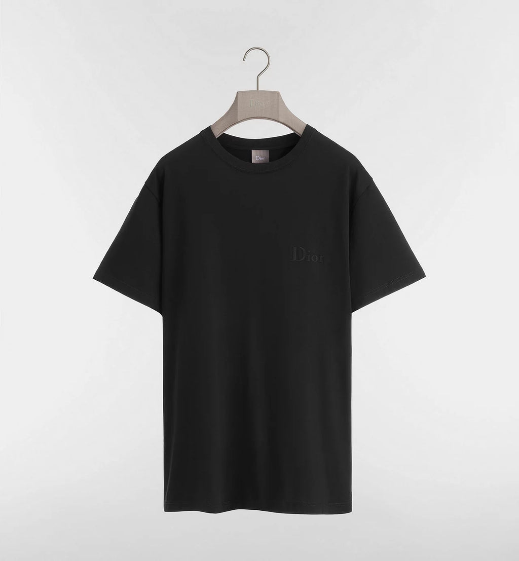 Tricou negru, croială lejeră, cu broderie logo