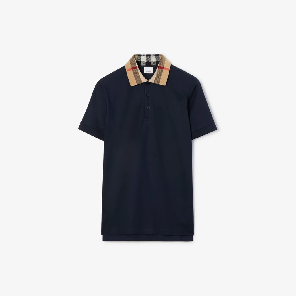 Cotton Piqué Navy Polo shirt with Embroidery