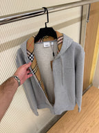 Hanorac gri cu fermoar, din bumbac