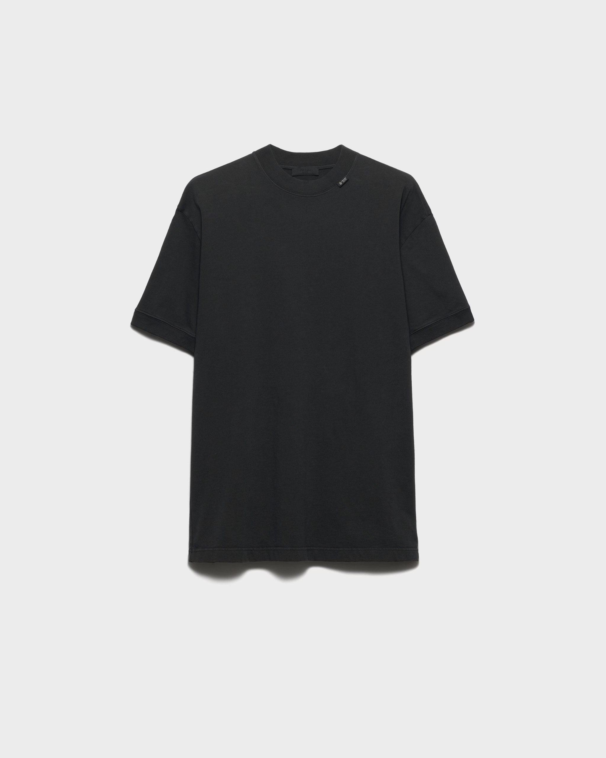 Logo Label Asphalt Gray Cotton T-shirt