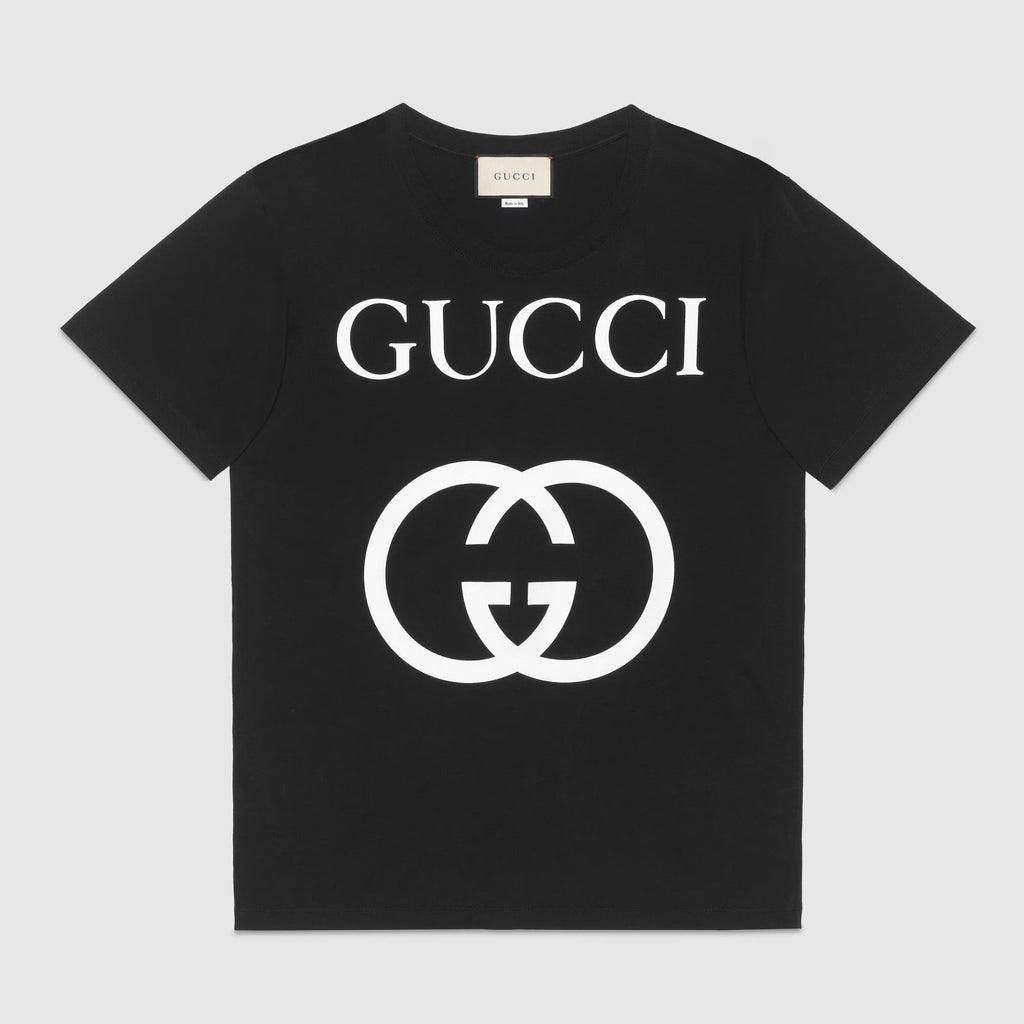 Tricou negru GG Interlocking