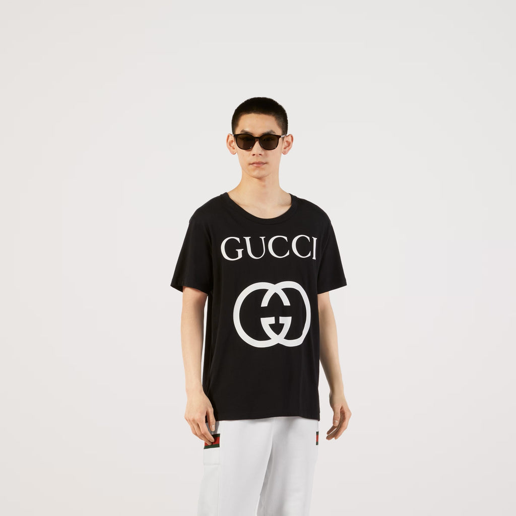 Tricou negru GG Interlocking