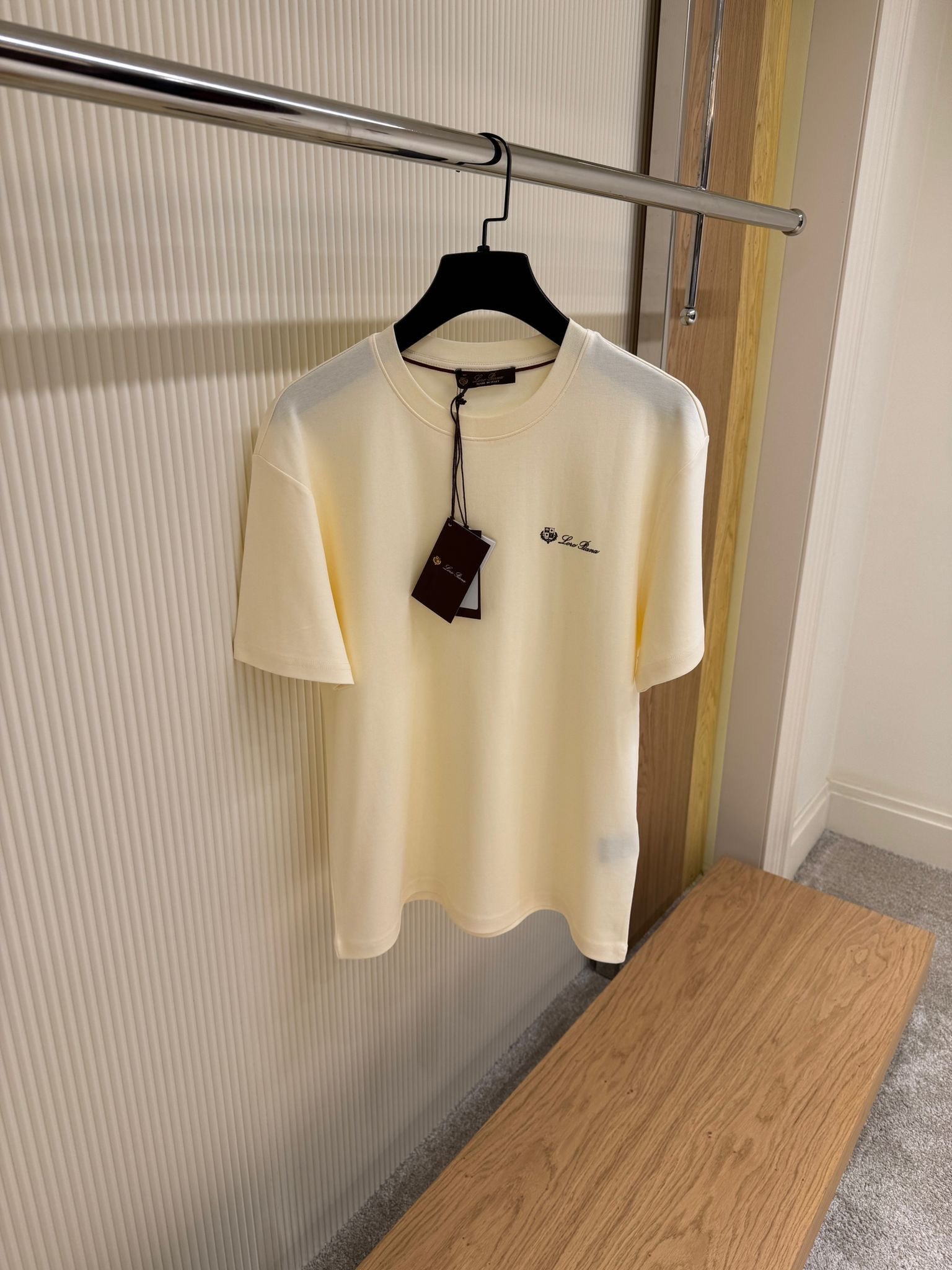 Cream Cotton T-shirt with Logo