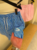 LV Patch Blue and White Stripes Swim Shorts