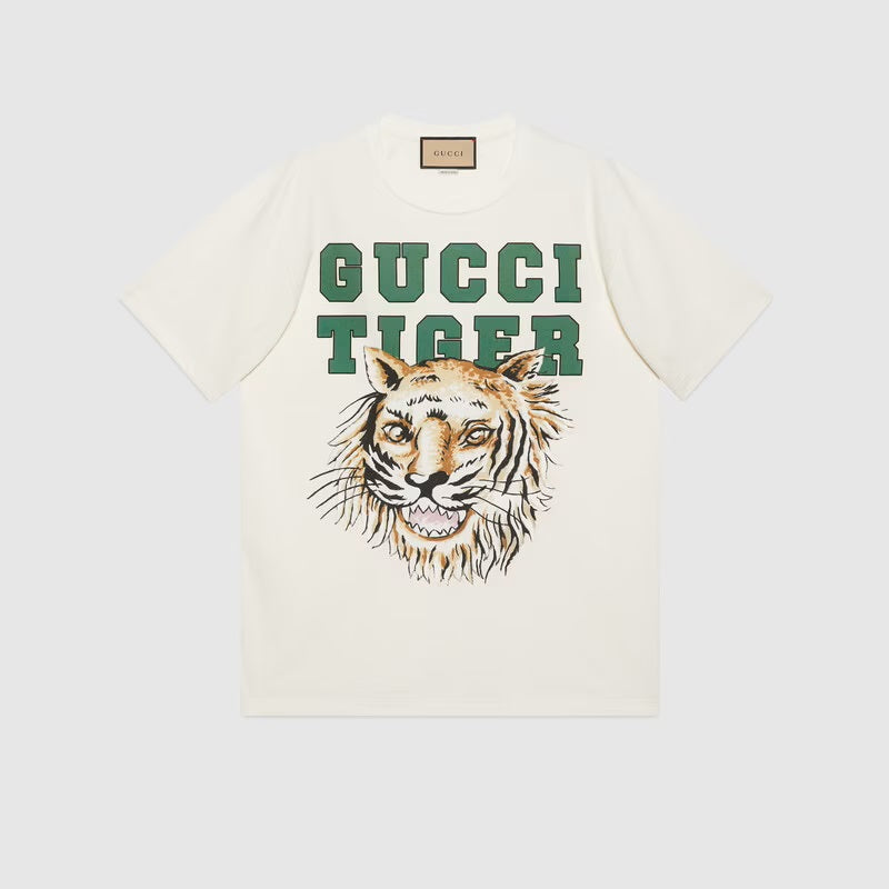 GUC Tiger logo print White T-shirt - Styledistrict