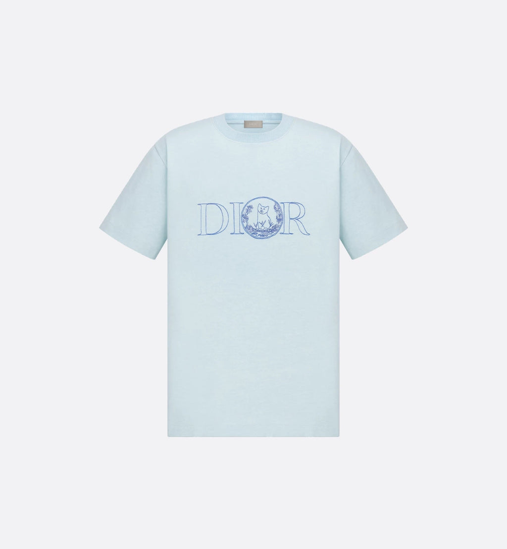 Tricou Hylton Nel brodat, de culoare albastră