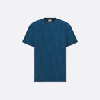 Tricou albastru închis cu fil coupé oblic pe toată suprafața