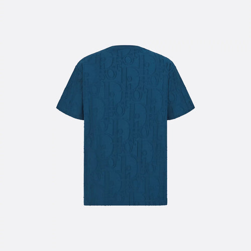 Tricou albastru închis cu fil coupé oblic pe toată suprafața