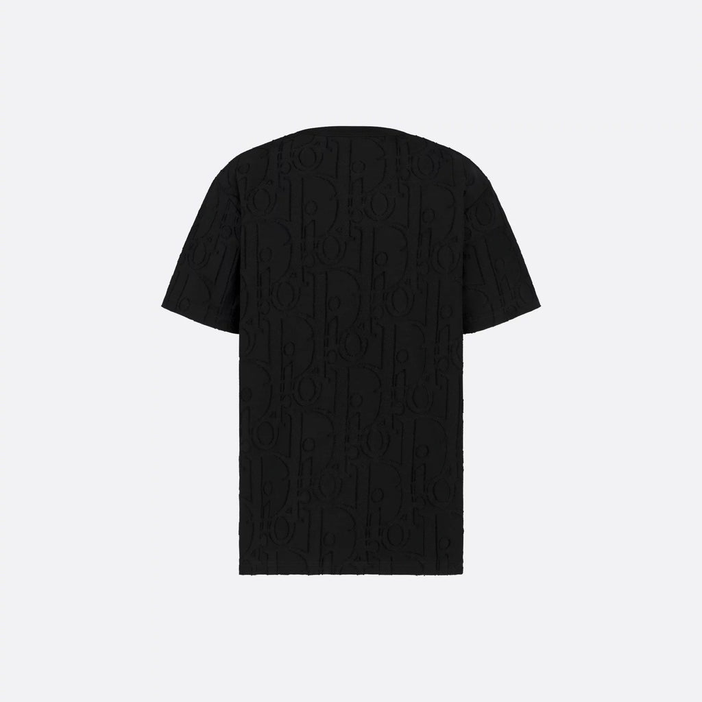 Tricou negru Allover Oblique fil coupé