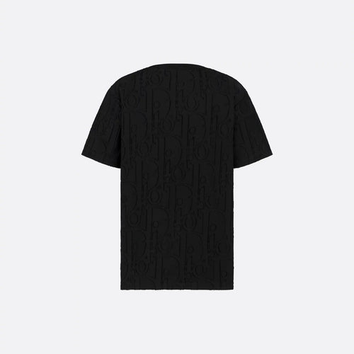Tricou negru Allover Oblique fil coupé