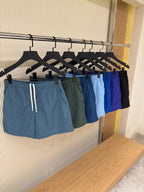 Navy Blue Monogram Elastic Waist Swim Shorts