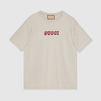 Tricou din bumbac cu imprimeu, de culoarea fildeșului