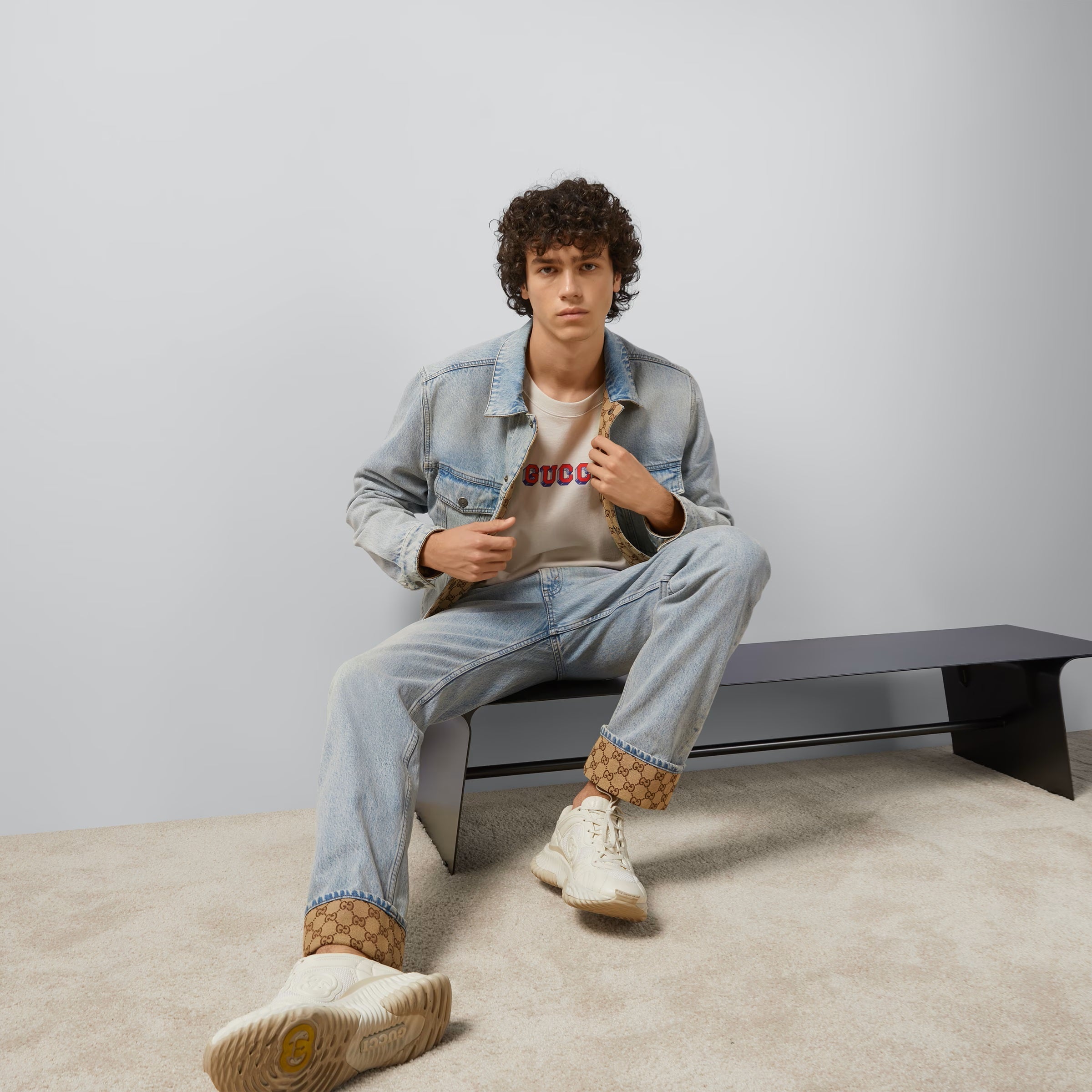 Tricou din bumbac cu imprimeu, de culoarea fildeșului