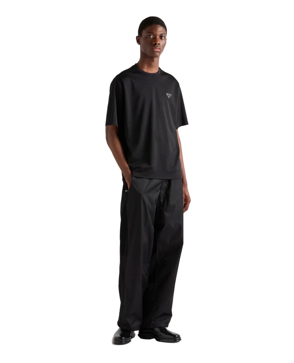 Tricou negru din bumbac cu imprimeu all-over