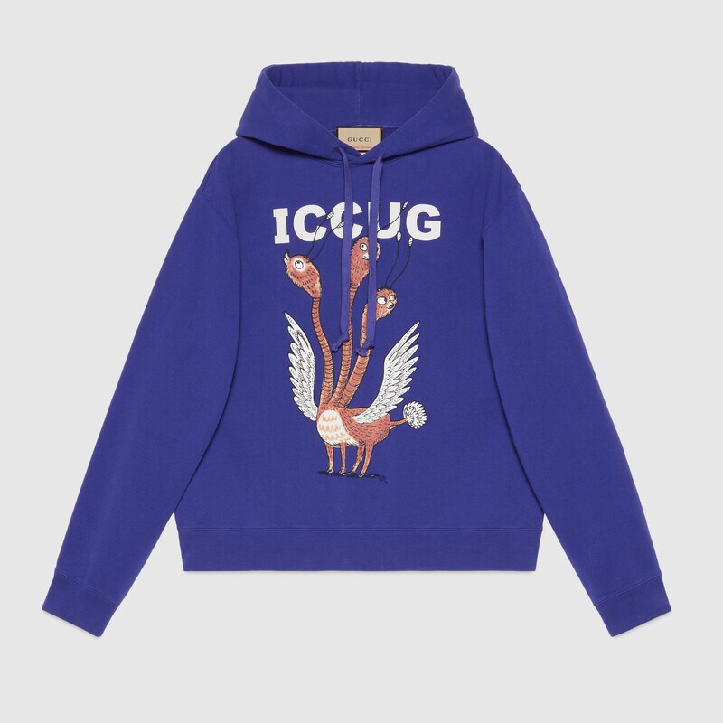GUC Freya Hartas ICCUG print Blue Hoodie - Styledistrict