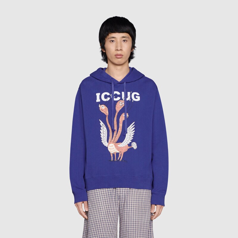 GUC Freya Hartas ICCUG print Blue Hoodie - Styledistrict