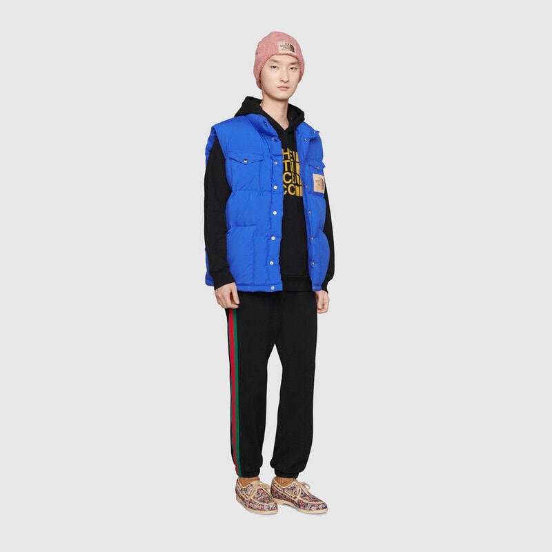 GUC The North Face x Gucci Web print cotton jogging bottoms - Styledistrict