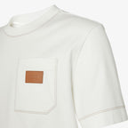 White T-shirt with Leather Patch Pocket