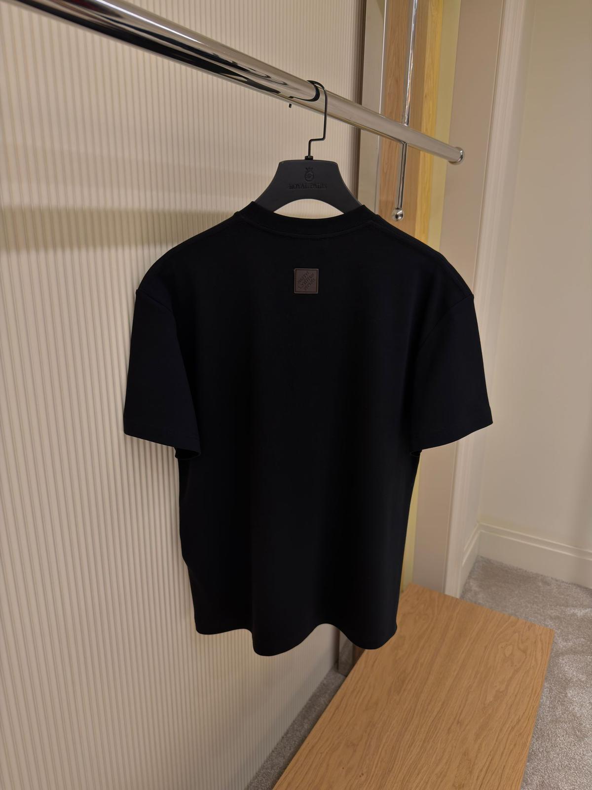 Gold-Stamped Leather Patch Black T-shirt