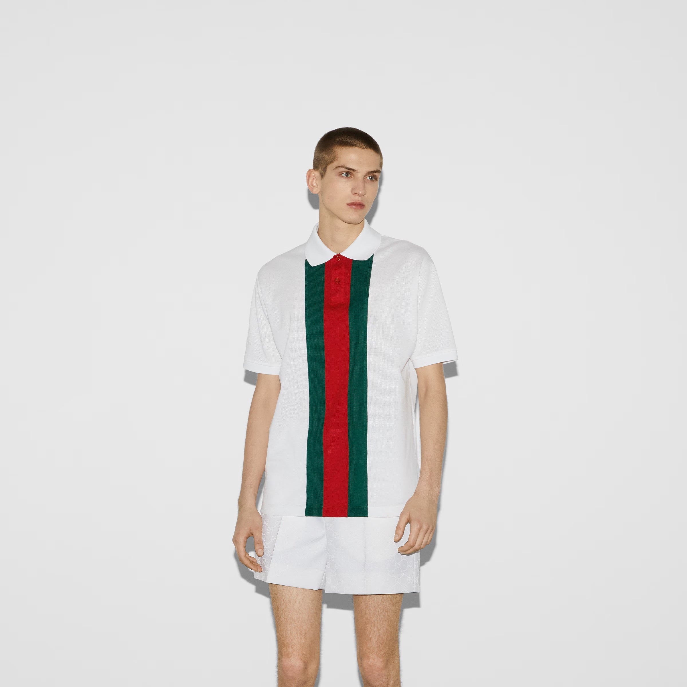 Bluză Polo albă din bumbac cu plasă