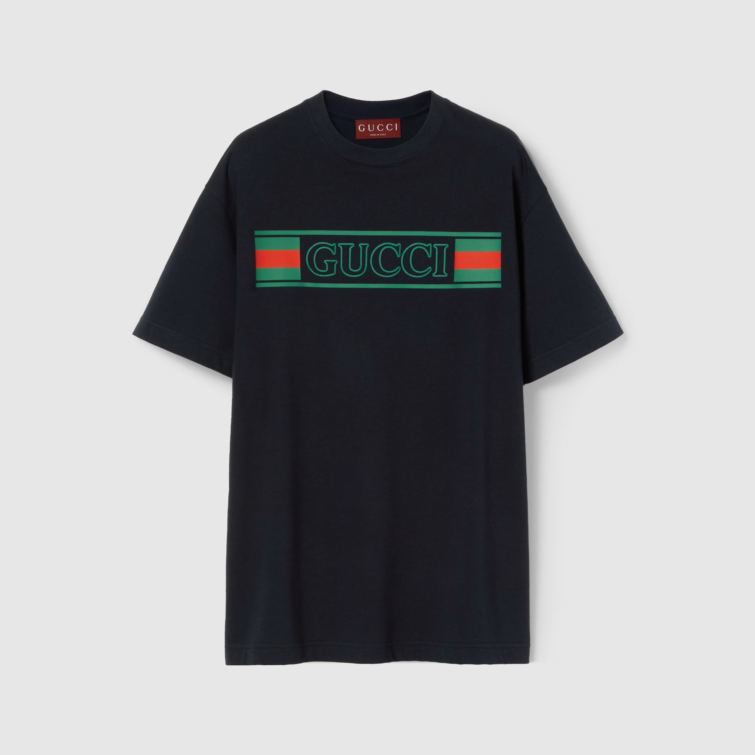 Tricou din jerseu de bumbac imprimat, de culoare bleumarin