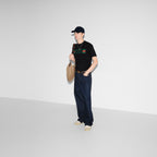 Tricou din jerseu de bumbac imprimat, de culoare bleumarin