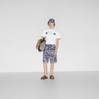 Tricou alb din jerseu de bumbac imprimat