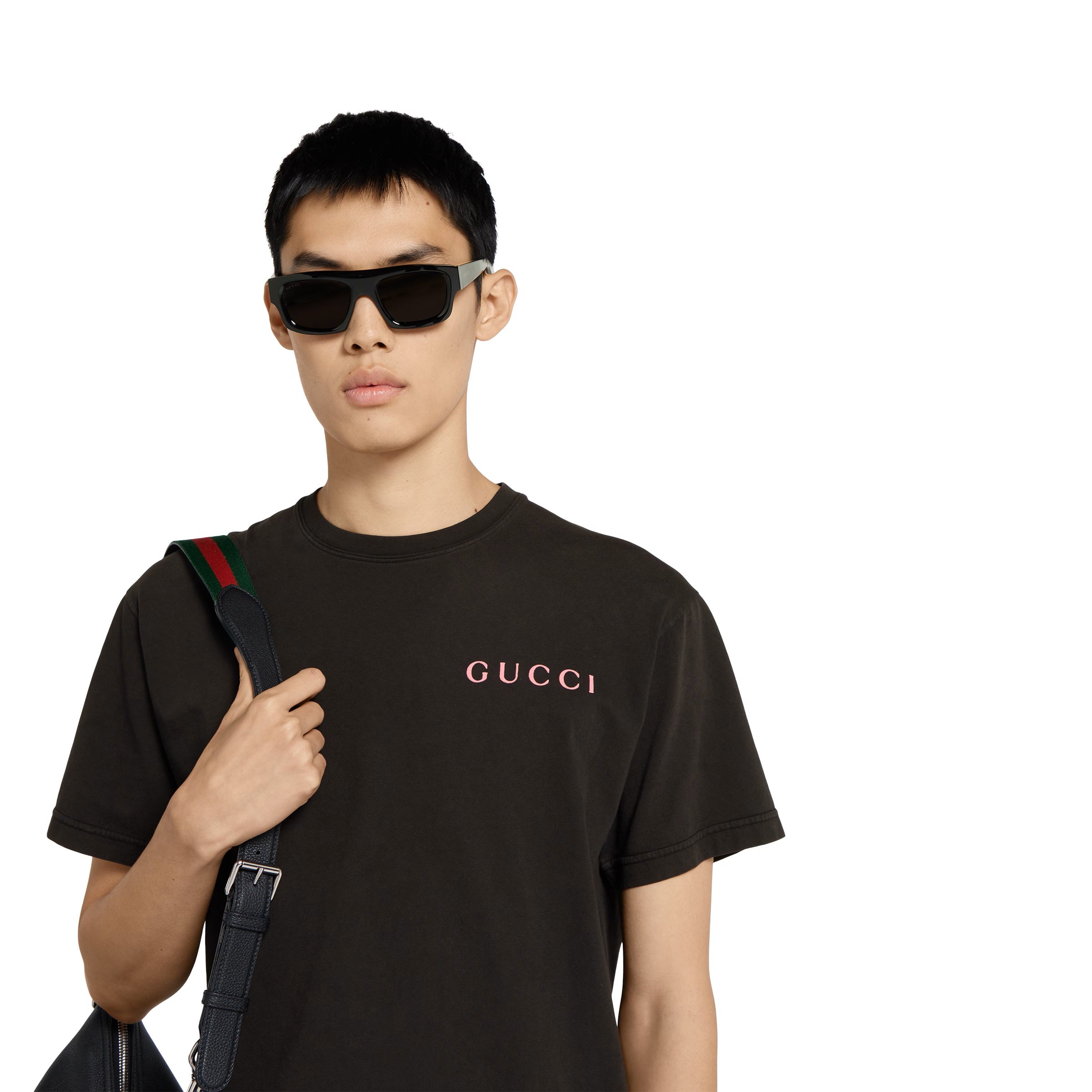 Tricou negru din bumbac imprimat