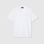 Tricou alb din jerseu de bumbac imprimat