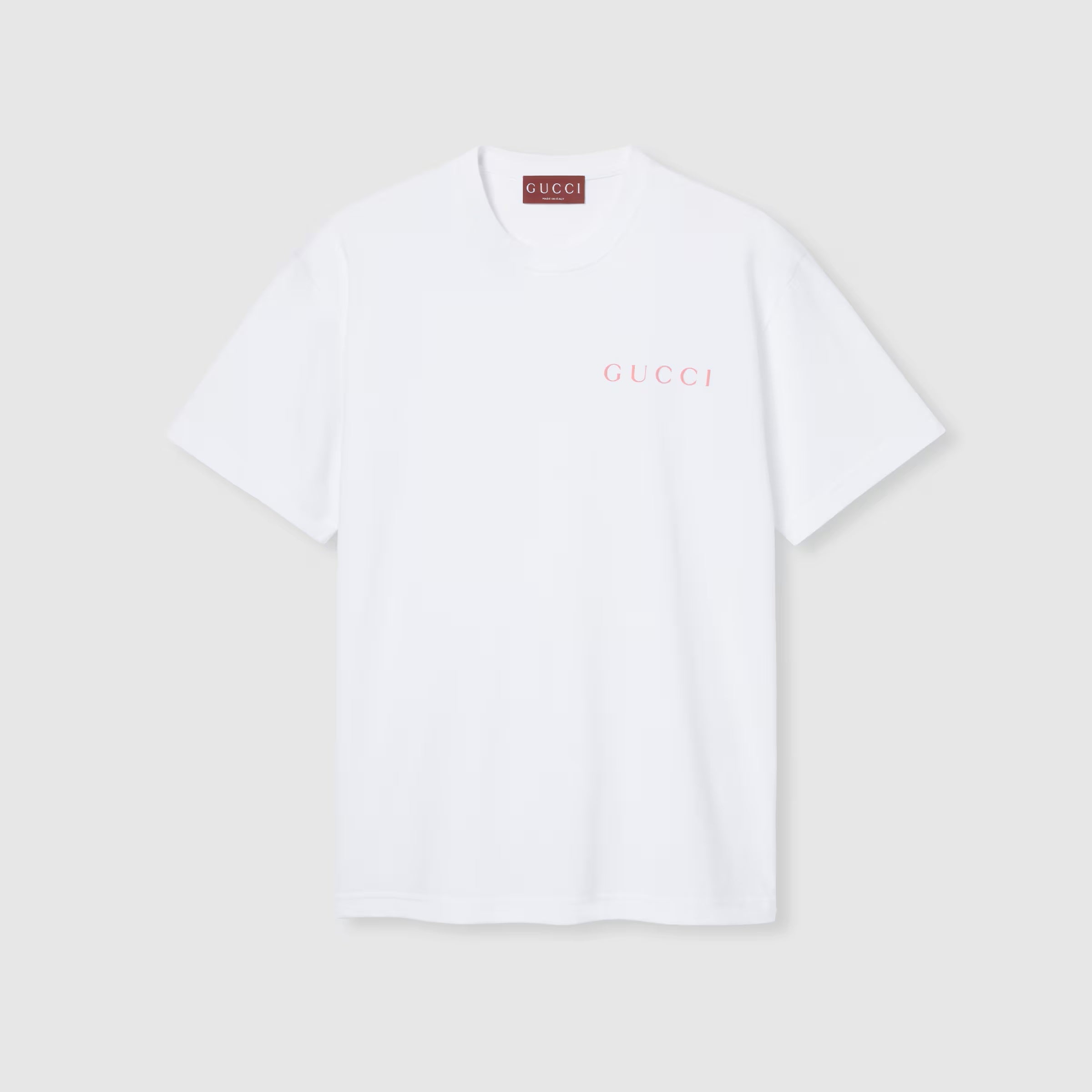 Tricou alb din jerseu de bumbac imprimat