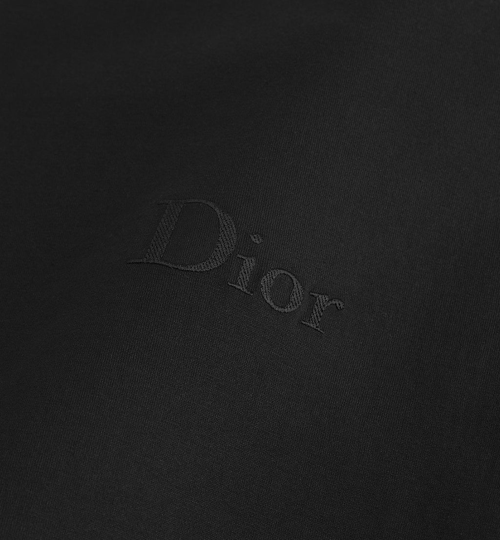 Tricou negru, croială lejeră, cu broderie logo