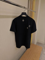 Monogram Sashiko Embroidery Black T-shirt