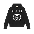 Hanorac supradimensionat negru cu logo Interlocking G