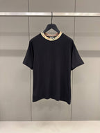 Tricou din bumbac negru Check Trim