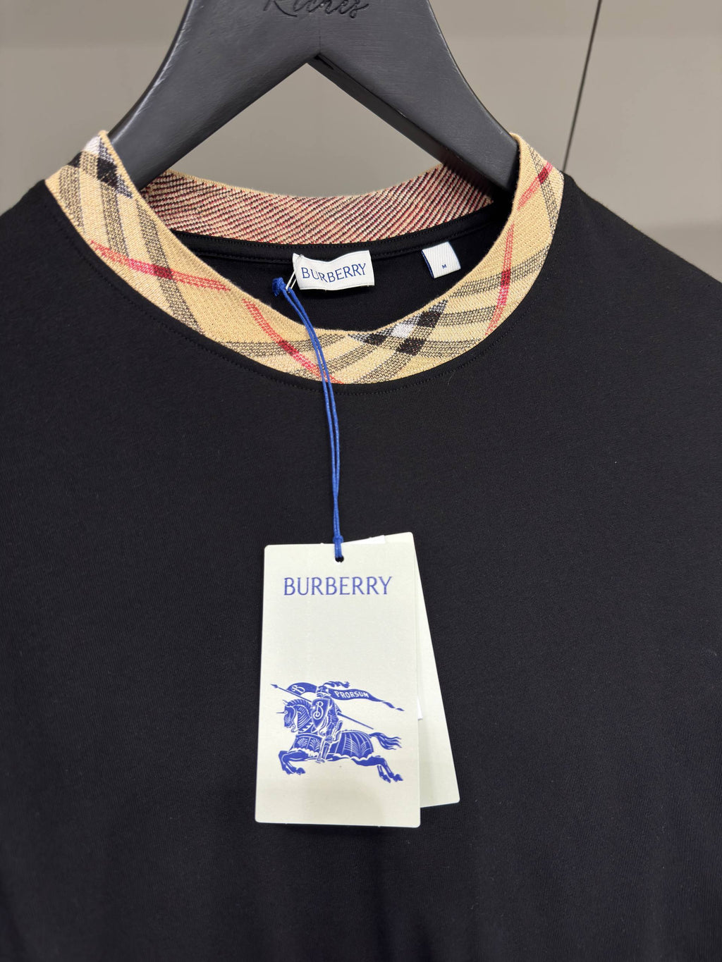 Tricou din bumbac negru Check Trim