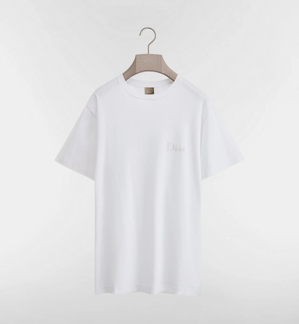 Tricou alb cu croială lejeră și broderie cu logo