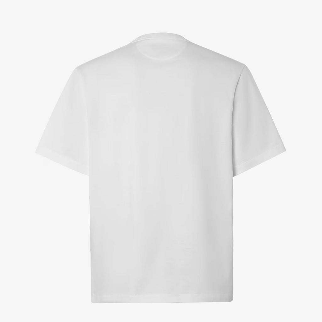 Tricou alb din jerseu cu buzunar cu fermoar