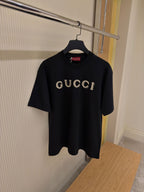 Black Cotton Jersey T-shirt with Embroidery