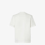White T-shirt with Leather Patch Pocket