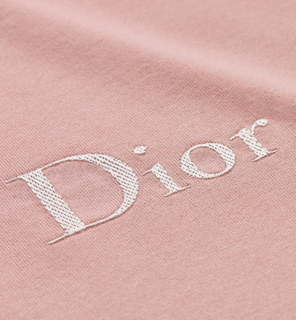 Tricou roz cu croială relaxată și broderie cu logo