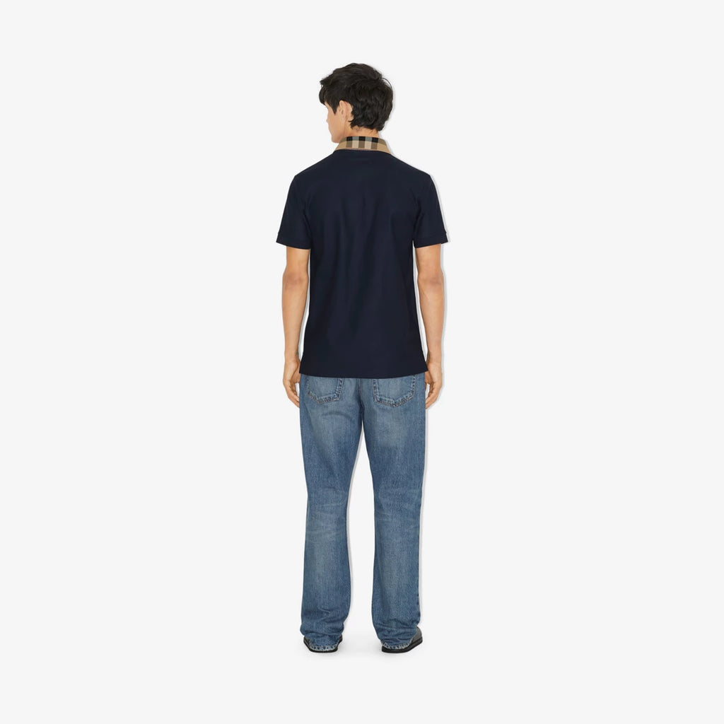 Cotton Piqué Navy Polo shirt with Embroidery
