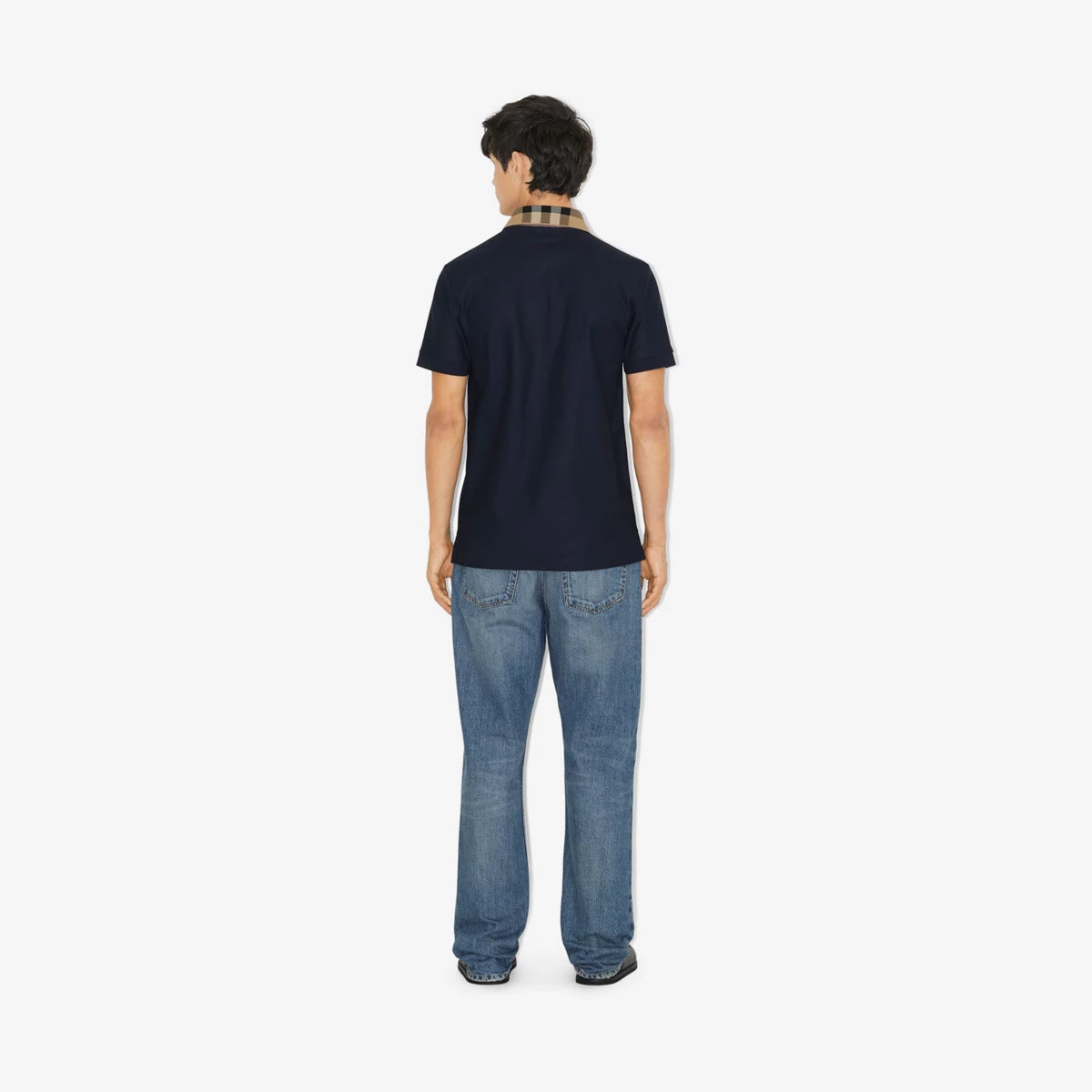 Cotton Piqué Navy Polo shirt with Embroidery