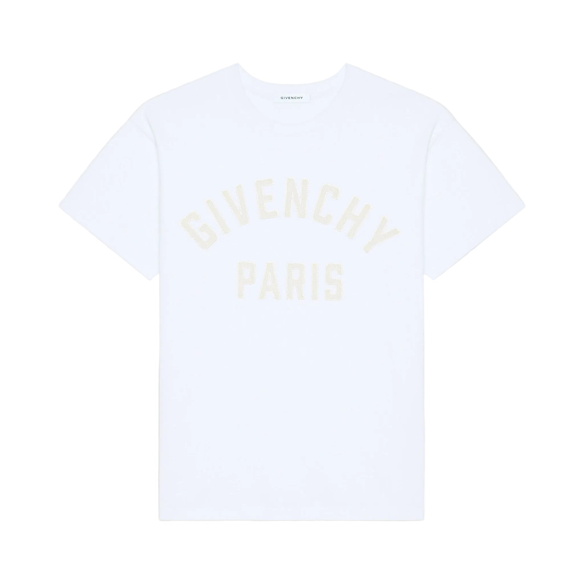 Tricou alb din bumbac cu broderie