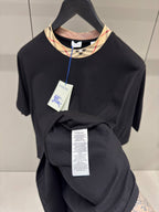 Tricou din bumbac negru Check Trim