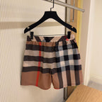 Pantaloni scurți de baie cu șnur, în carouri