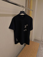 Monogram Sashiko Embroidery Black T-shirt