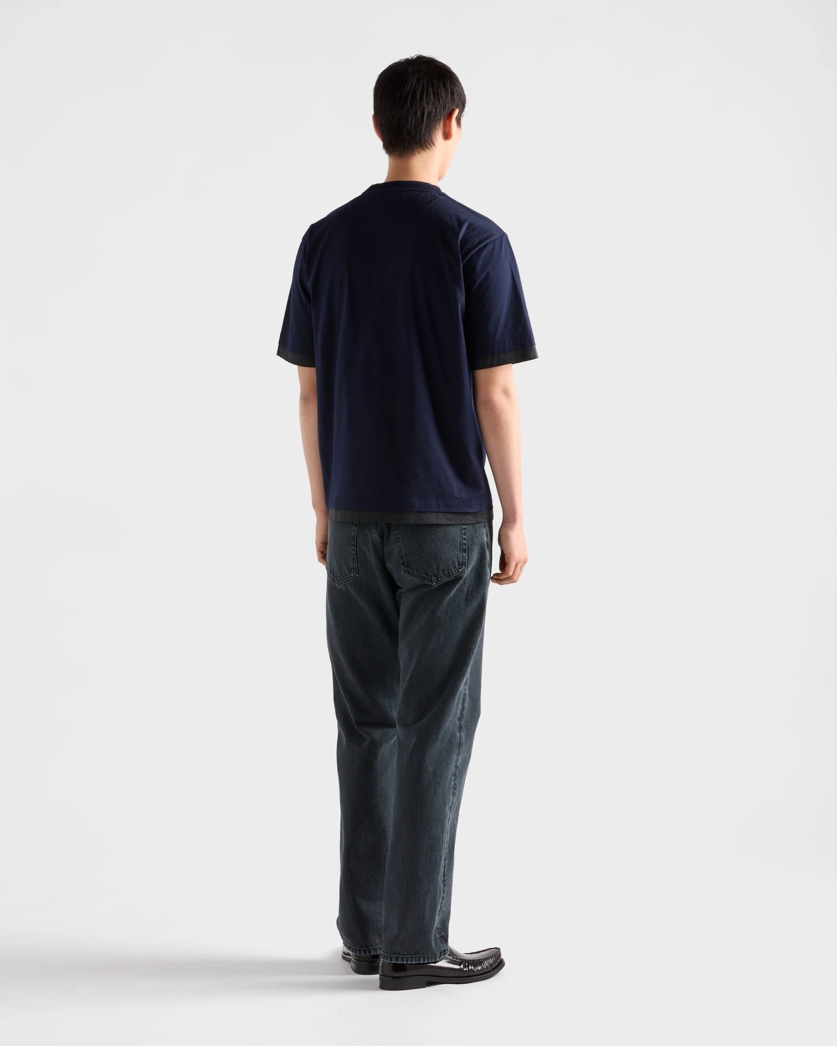 Blue and Dark Grey Layered T-shirt with Triangle Logo