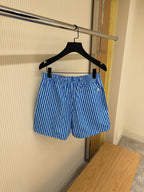 LV Patch Blue and White Stripes Swim Shorts