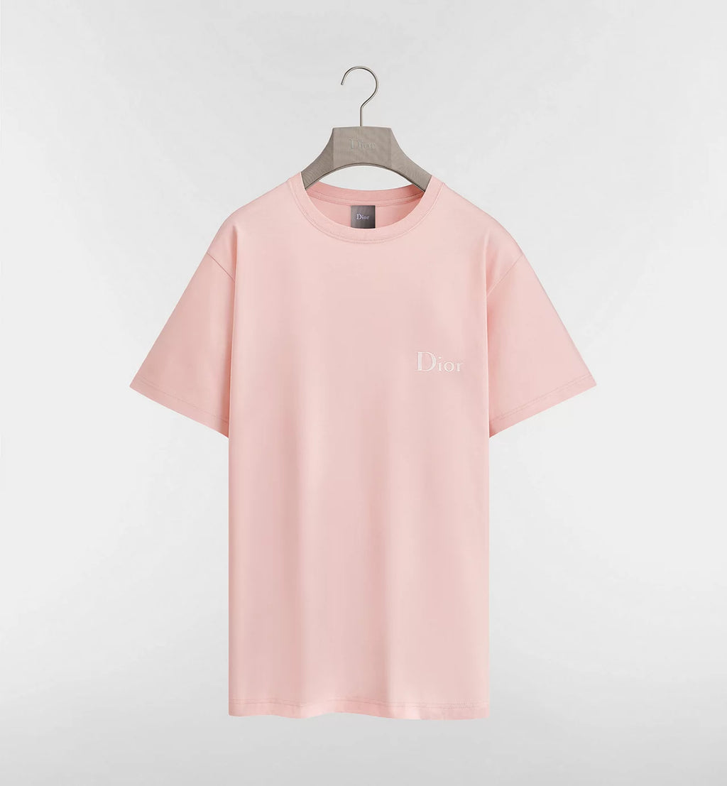 Tricou roz cu croială relaxată și broderie cu logo